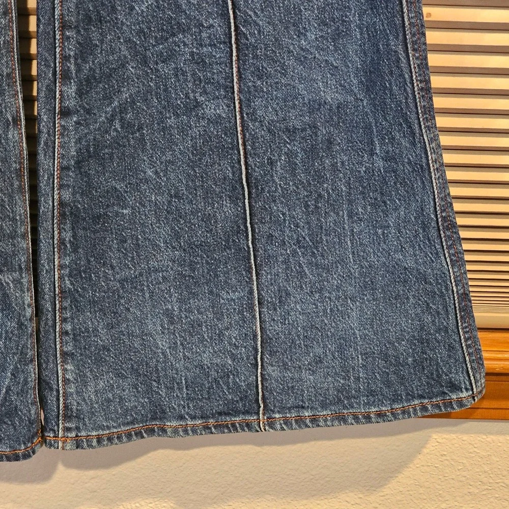 Loft The Super Flare High Rise Front Seam Wide Leg Blue Jeans 27/4 FA24 70445 - Picture 3 of 9